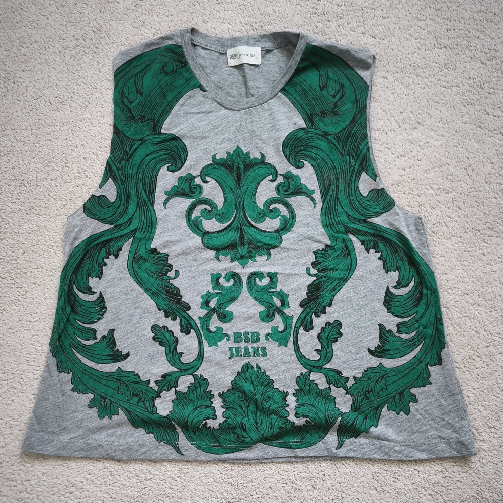 Gray and Green Women's Top